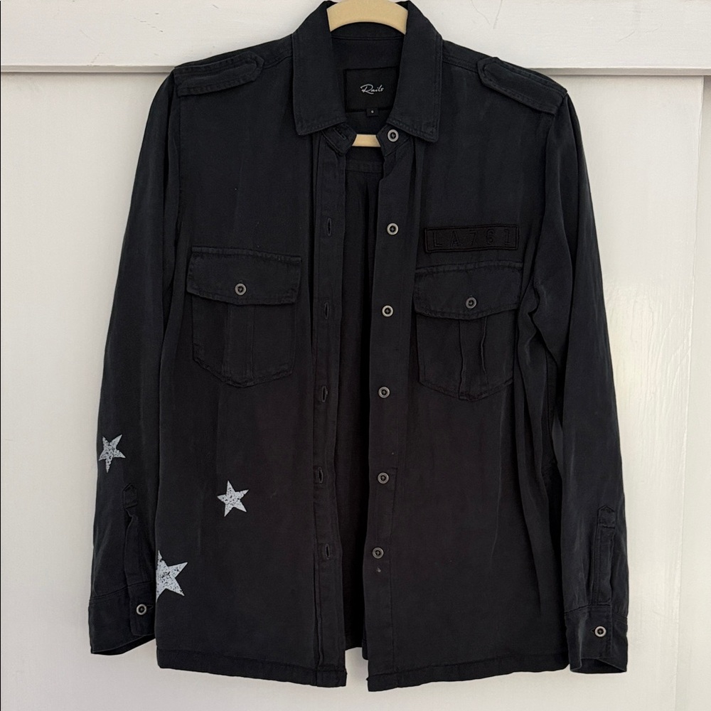 Rails Black Star-Accented Shirt Jacket